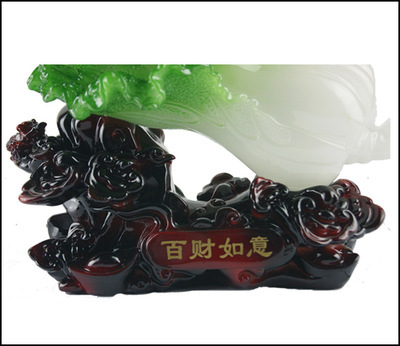中號(hào)百財(cái)如意 樹脂仿玉白菜擺件，家居與商務(wù)禮品的雅致之選